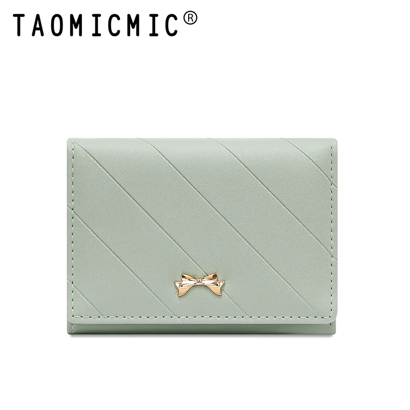 الكورية نمط المرأة المحفظة القصيرة بو الجلود محفظة نسائية للعملات المعدنية مع Ins فراشة عقدة Trifold مشبك المال الأفقي بالجملة