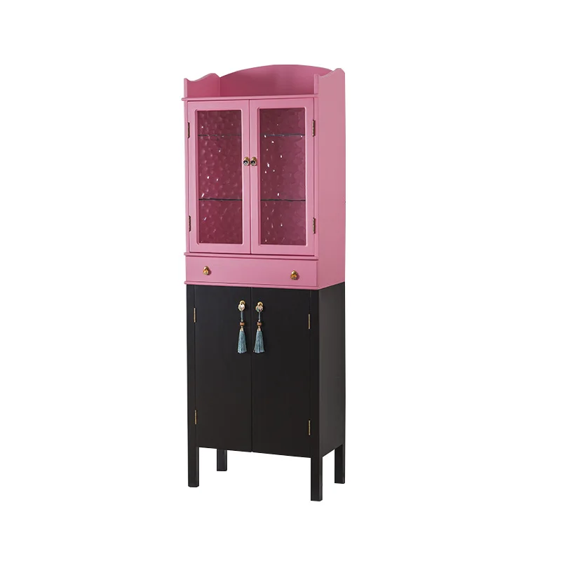 

room high cabinet figure display cabinet dustproof solid wood bucket cabinet simple wall locker small apartment