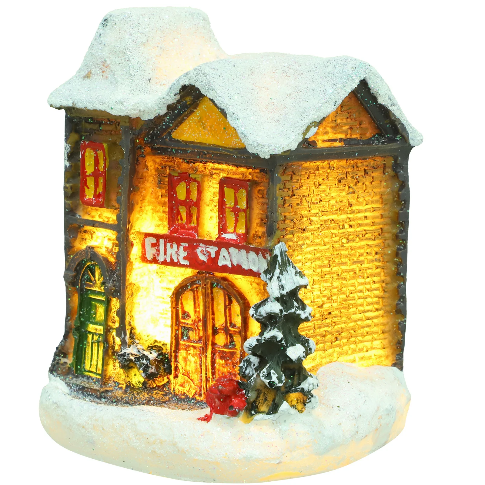

1Pcs Christmas Glowing Resin Craft Luminous Miniature Landscape Adornment Warm Decor for Holiday Season
