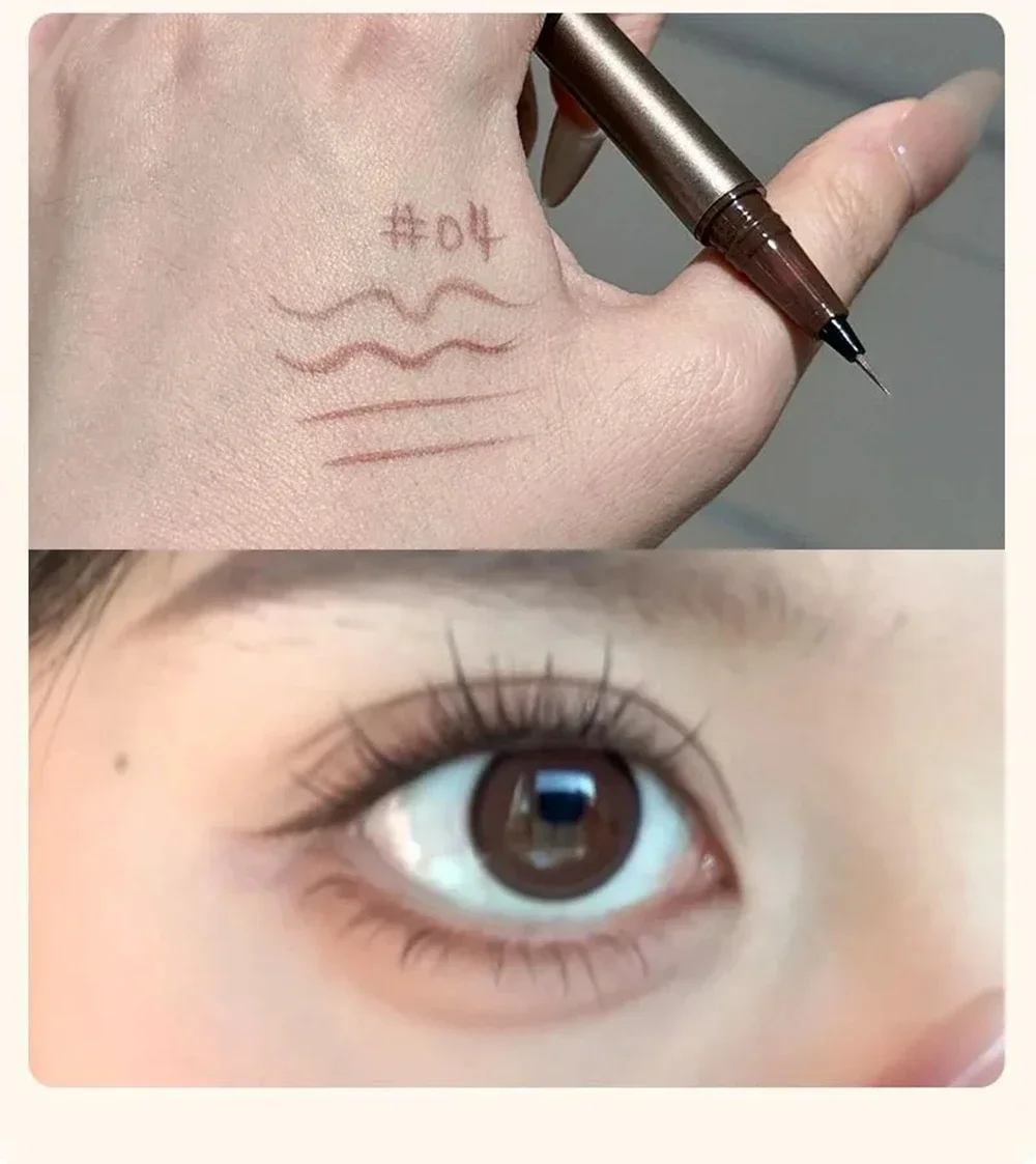 ﻿   Waterdichte vloeibare wenkbrauw Gemakkelijk te kleuren Zweetbestendige wenkbrauwpen 0,05 mm Ultradunne kop Oogmake-up Cosmetische eyeliner-pen