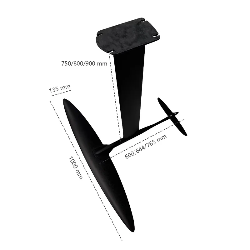 Hot Sale High-Performance Carbon Fiber Surfboard 999v2 1038sqcm Downwind Wing Foil Pumping Hydrofoil for Water Sports Surfing