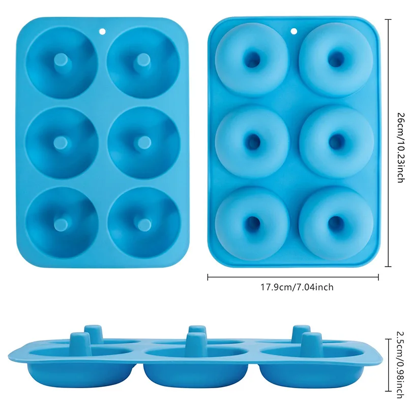 Silicone Donut Mold 6 Doughnuts Food Grade Non-Stick Silicone Baking Pan Dishwasher Safe Heat Resistant and Microwave Safe Mould