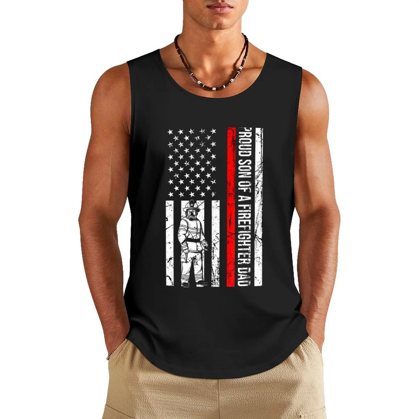 

Mens Proud Son Of A Firefighter Dad Firefighter Tank Top vests for men gym shirt men bodybuilding men clothes