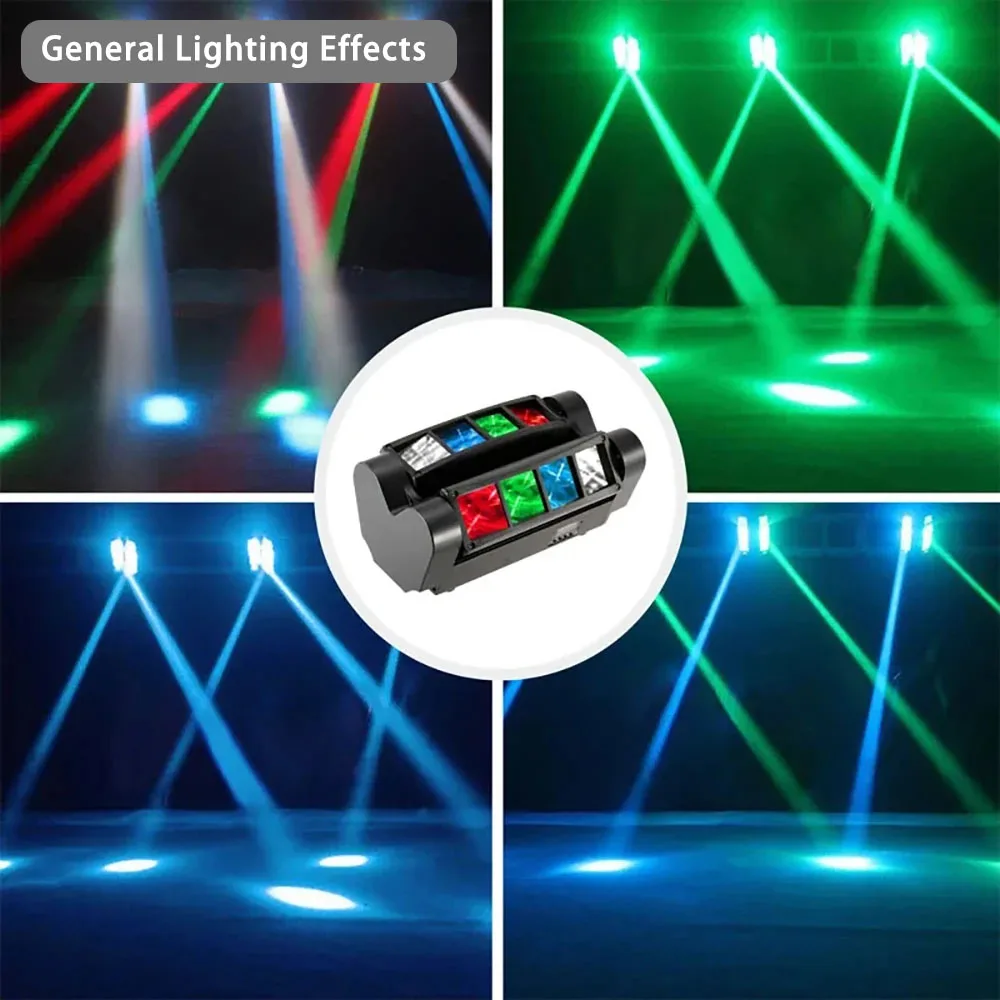 4PCS 8*3W Mini Stage Lights with Laser RGB Spider Lamp DMX 512 Control Party Audience Bar Disco Lights Holiday Ambient Light