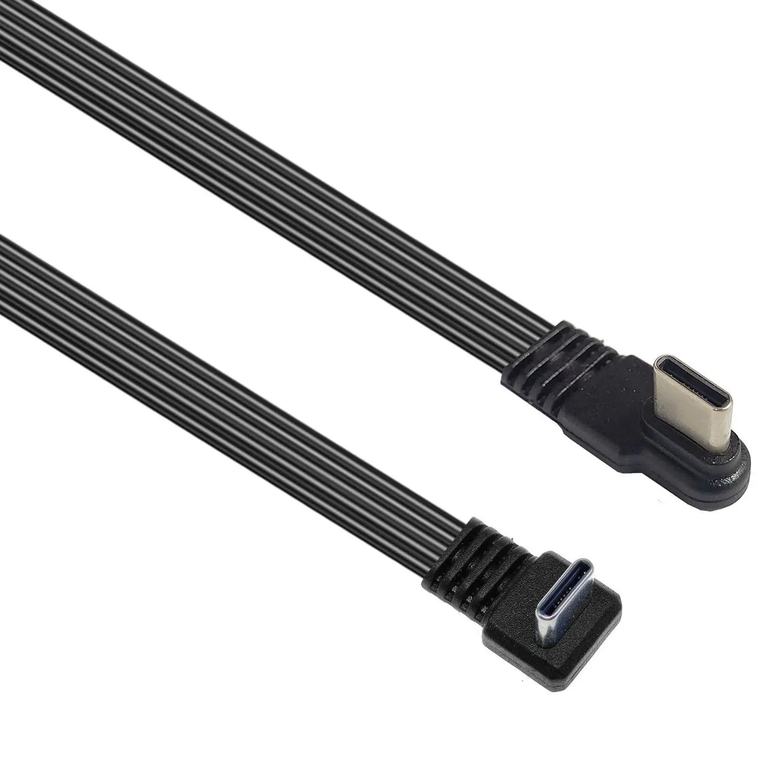 0.5 0.1M USB 2.0 USB C Band Kabel Datar Atas Bawah Siku USB 2.0 Tipe-c Kabel Data Pengisi Daya Cepat Kabel Extender Pria/Wanita untuk USB