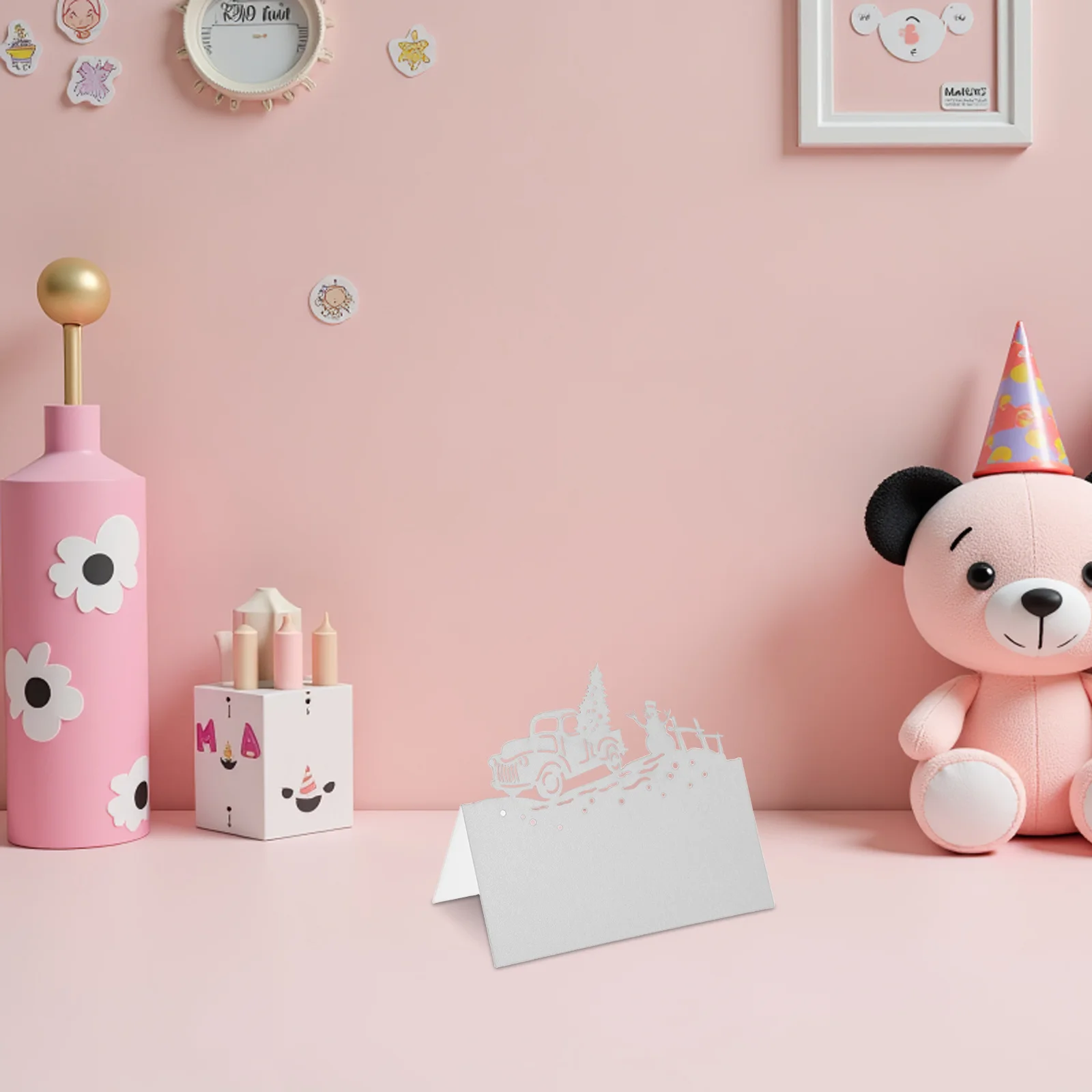 

50Pcs Christmas Place Cards Hollowed Tree Snowman Holiday Event Seating Cards Blank Paper Name Tent for Table Setting