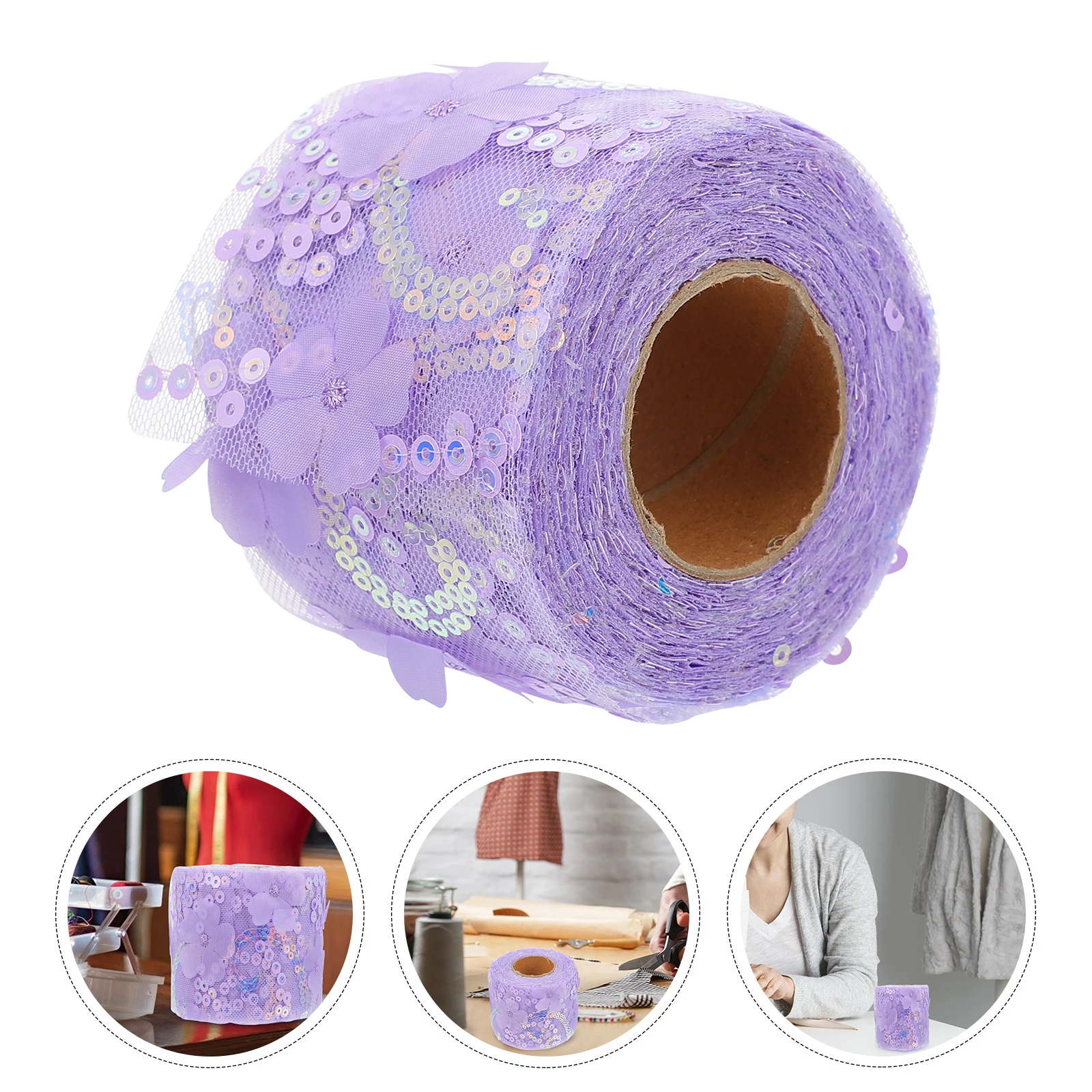 

Tulle Webbing Gauze Ribbon Polyester Embroidered Sequin Bow Making Material for DIY Crafts Hair Clip Bridal Decoration