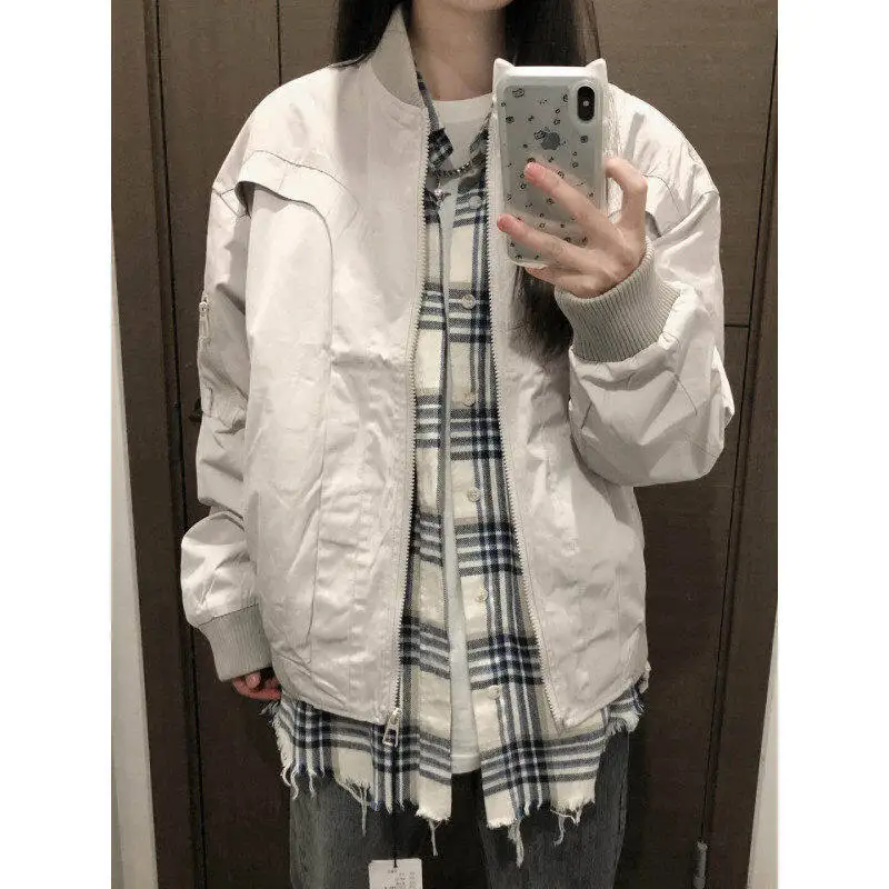 

American Sle Bomber Pilot Jaet Men's Spring Autumn ort Deconstructed MA Baseball orm Loose Fit Windproof Polyester
