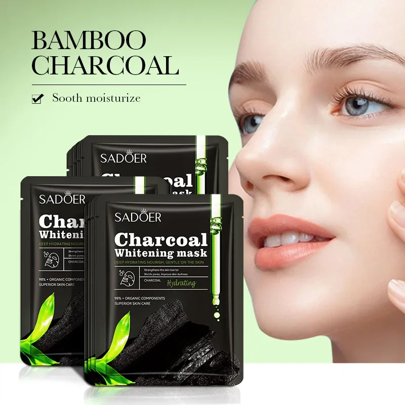 10PCS Deep Moisturizing Cleaning Sooth Moisturize Bright Skin Bamboo Charcoal Whitening Moisturizing Black Facial Mask