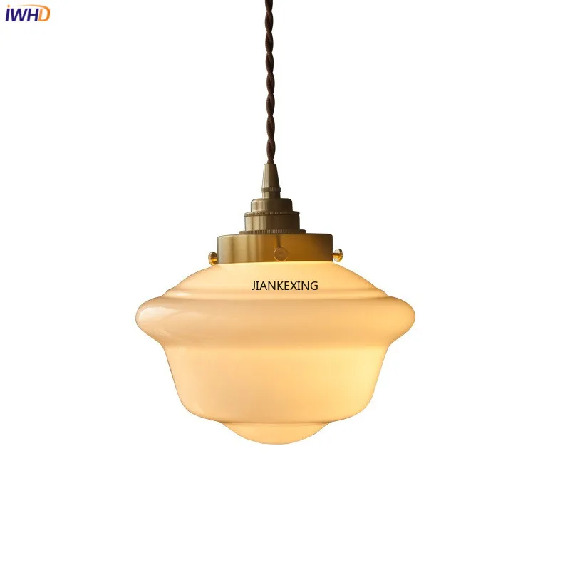 Milky White Glass LED Pendant Light Fixtures House Indoor Decor Copper Socket Bedroom Restaurant Bar Modern SuspensionLamp