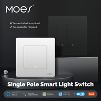 MOES WiFi Star Ring Series Smart Light Push Button Switch No Neutral No Capacitor Required Compatible with Alexa Google Home