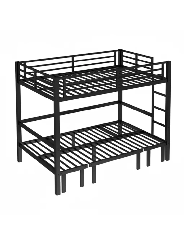 Adjustable full-size metal bunk bed with three-stage pull-out lower bunk bed that can be used as a sofa bed