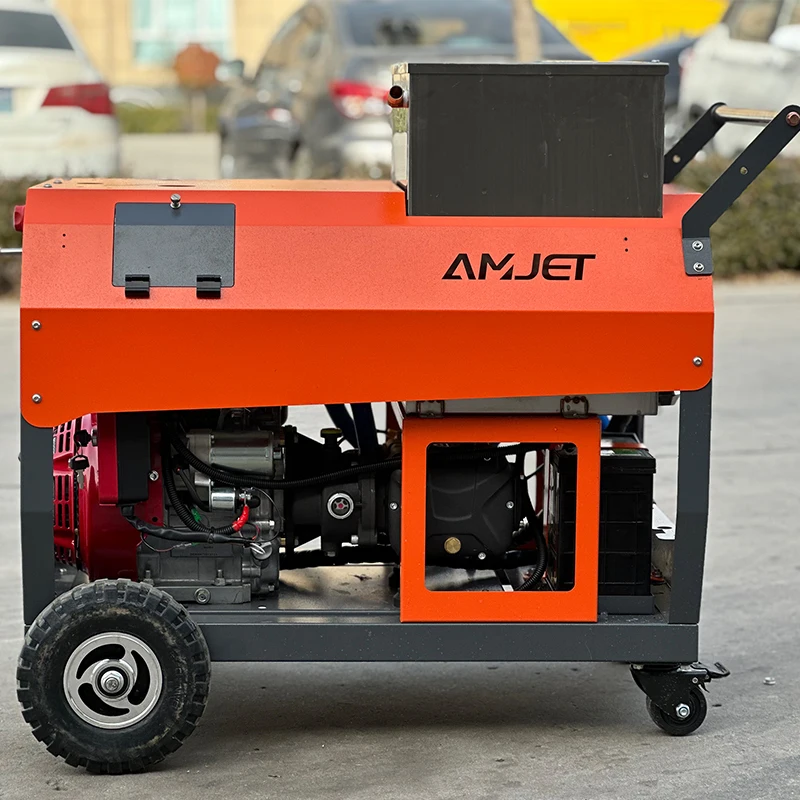 Amjet 200bar 20lpm ساخنة شريط متوازي محرك آلة تنظيف المجاري المجاري استنزاف الأنابيب الأنابيب آلة التنظيف