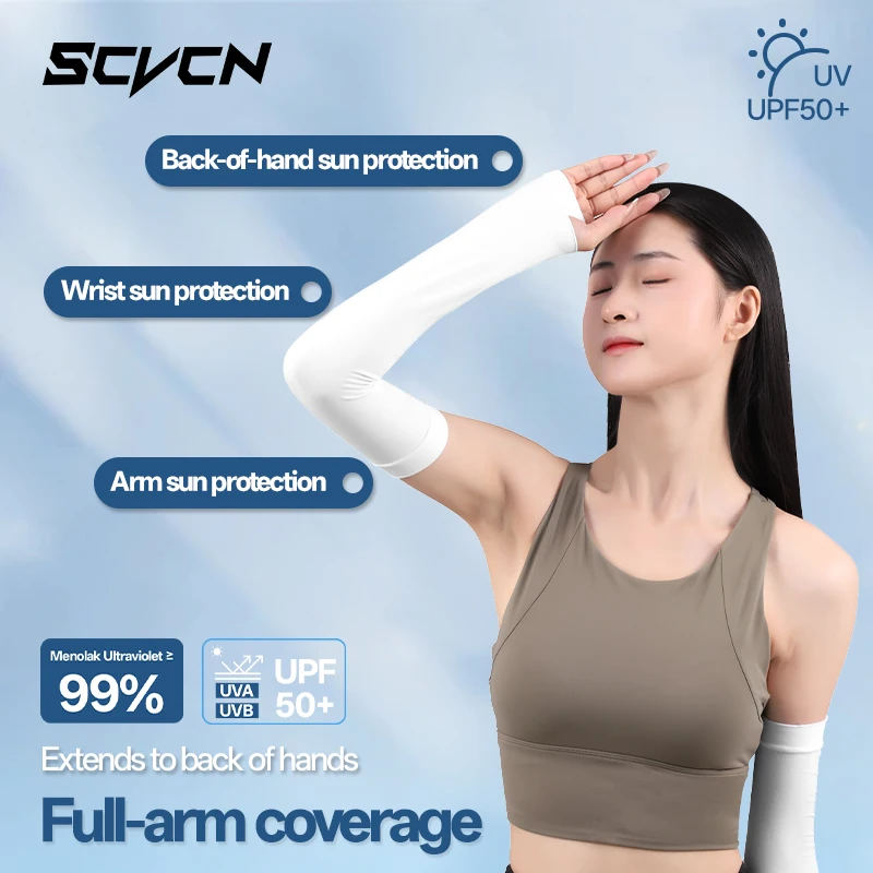 SCVCN Hot Men UPF50+ Sun Protection Sleeves Women Outdoor Cycling Hiking Fishing Running Bikinglce Cover Cooling Fabric Sleeve