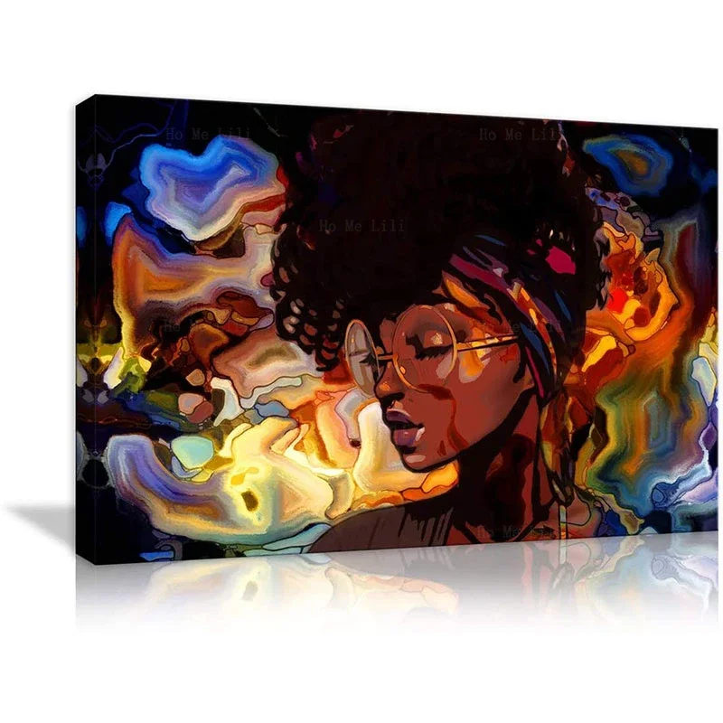 African American Women Painting Canvas Wall Art Abstract Style Picture For Living Room Hippie Bedroom Decor