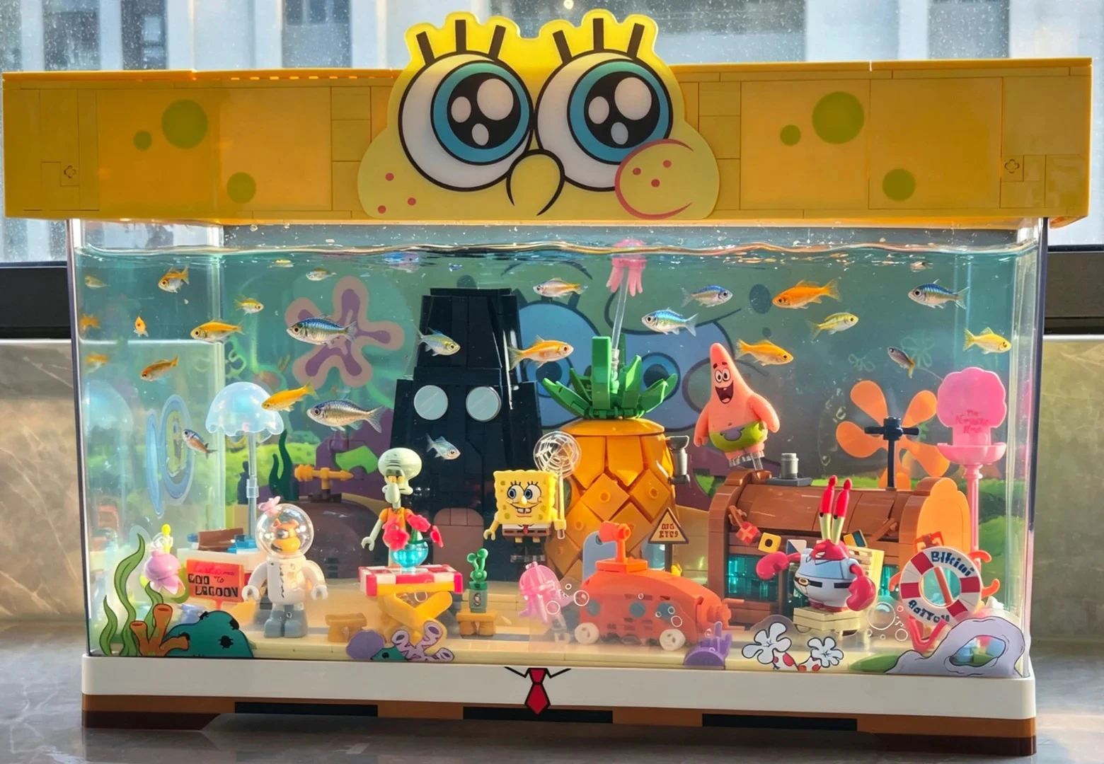 Area-X Spongebob Squarepants Building Blocks Bikini Bottom Ocean Scene Blind Box Usb Charging Glow Light Model Desk Decor Gifts view 6