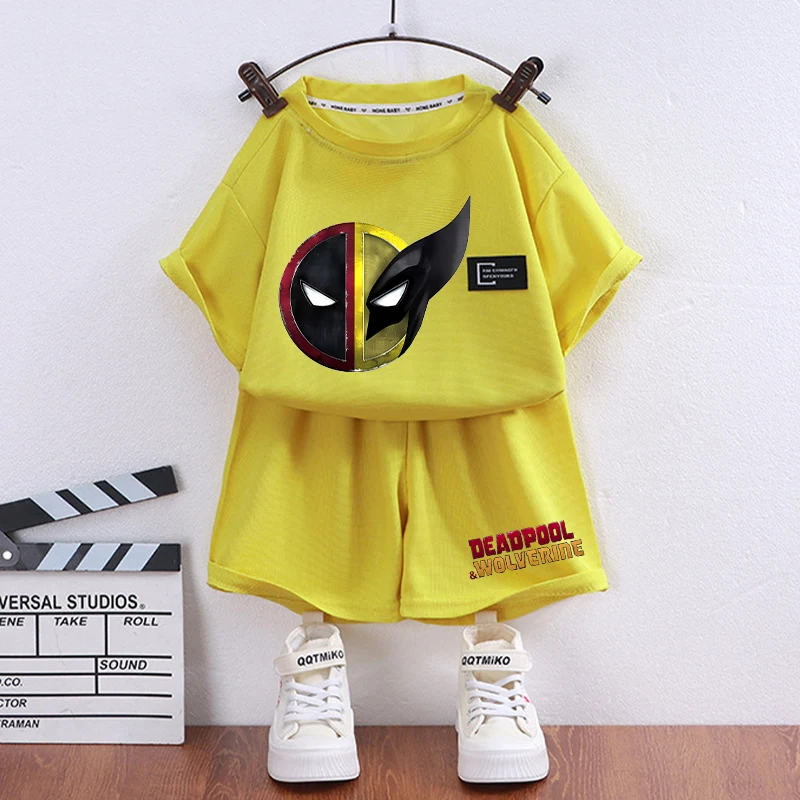 Deadpool & Vielfraß Kinder kleidung Wunder Action figuren T-Shirts Shorts Set Jungen Mädchen Sommer Outdoor Sport Tops Kurzarm Hosen