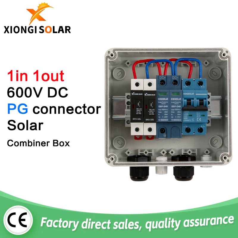 XIONGISOLAR solar photovoltaic 1-1-600V combiner box with IP65 lightning protection, PV, photovoltaic, SPD, MCB