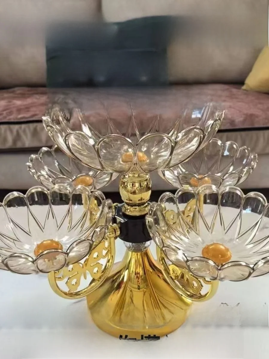 2025 New Crystal Fruit Tray Multi-Layer European Style Home Living Room Tea Table Candy Dry Fruit Plate Luxury Minimalist Design