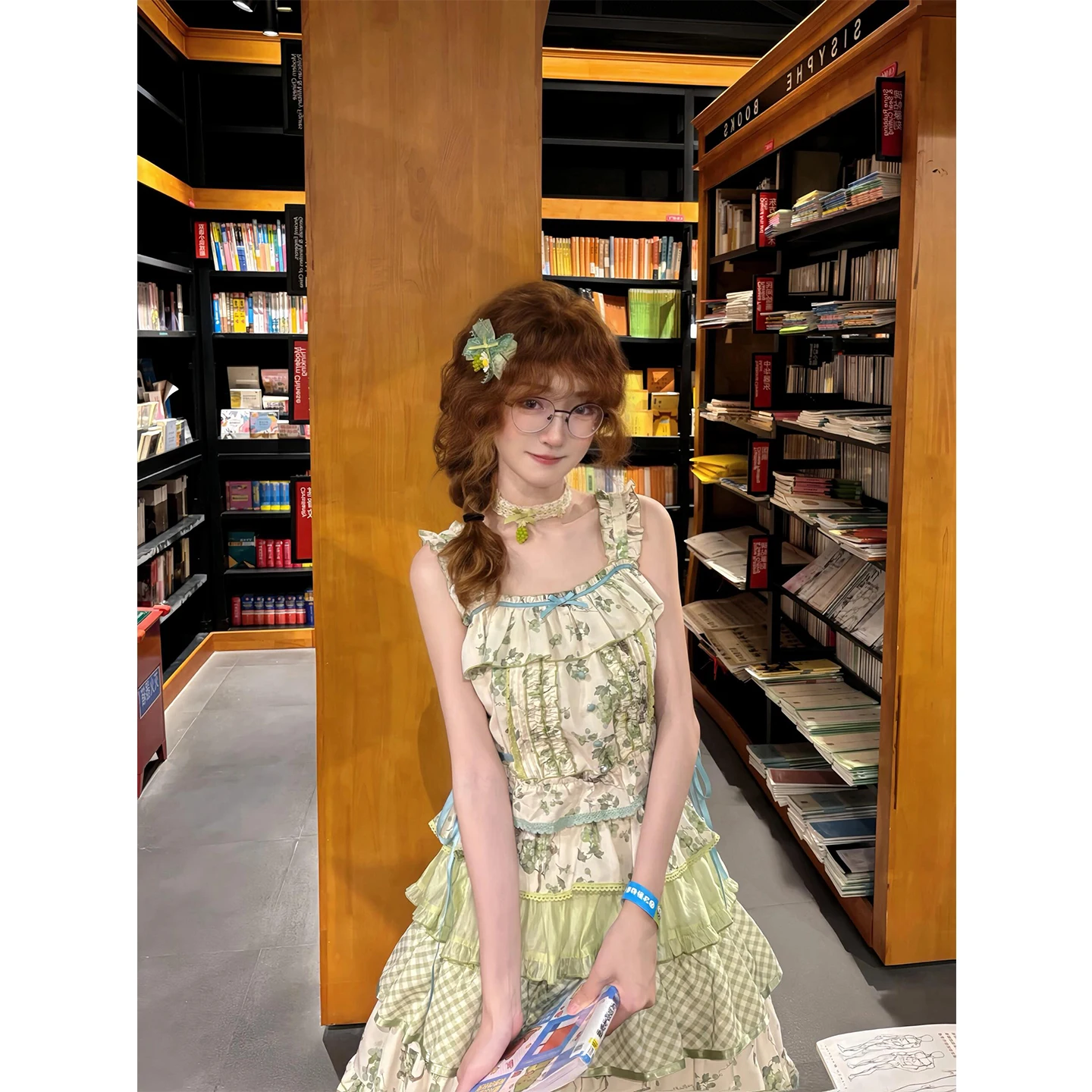 2025 Summer New Idyllic Japanese Original Sweet Girl Lolita Jsk Floral Dress Lace Suspender Top Cute Little Fresh Suit