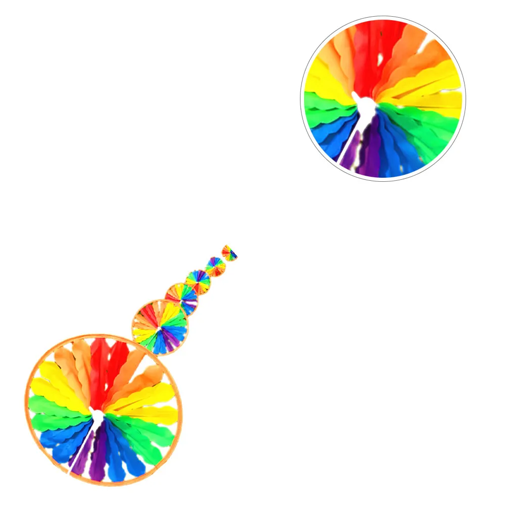 1Set Colorful Windmill String Rope Pinwheel Kindergarten Garden Outdoor Decoration Bright Colorful Turntable for Children