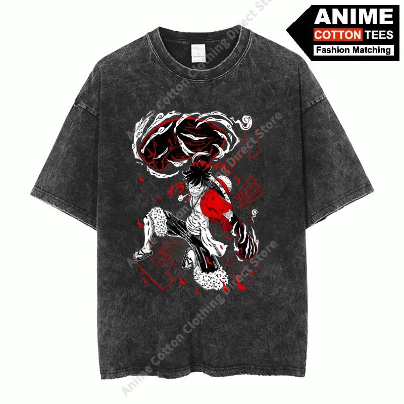 

Anime ONE PIECE - Haki of the Color of Armaments Luffy Print T Shirt y2k Street Men Women Short Sleeve Cotton Vintage Loose Tees