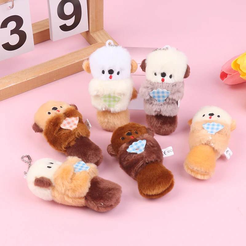 Bonecas de pelúcia Kawaii fofas para crianças, brinquedos da cápsula Qualia, chaveiros saco recheado, inchado, lontra do mar, chaveiro bola, figura gashapon, 10cm