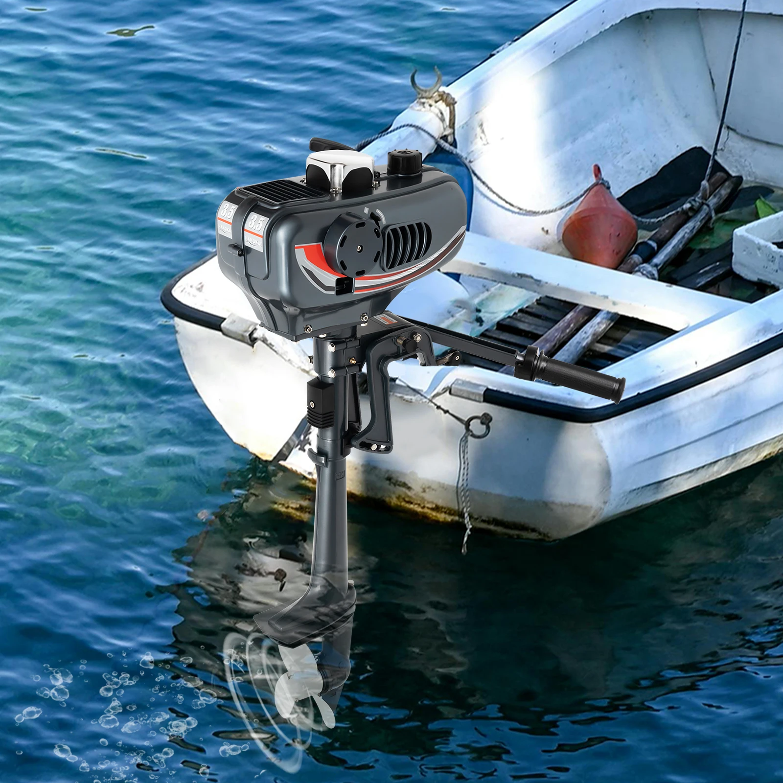 

3.5HP 2-Stroke Outboard Motor - Manual Start for Fishing Boat, Dinghy & Small Watercraft, 12kg Lightweight Portable Design