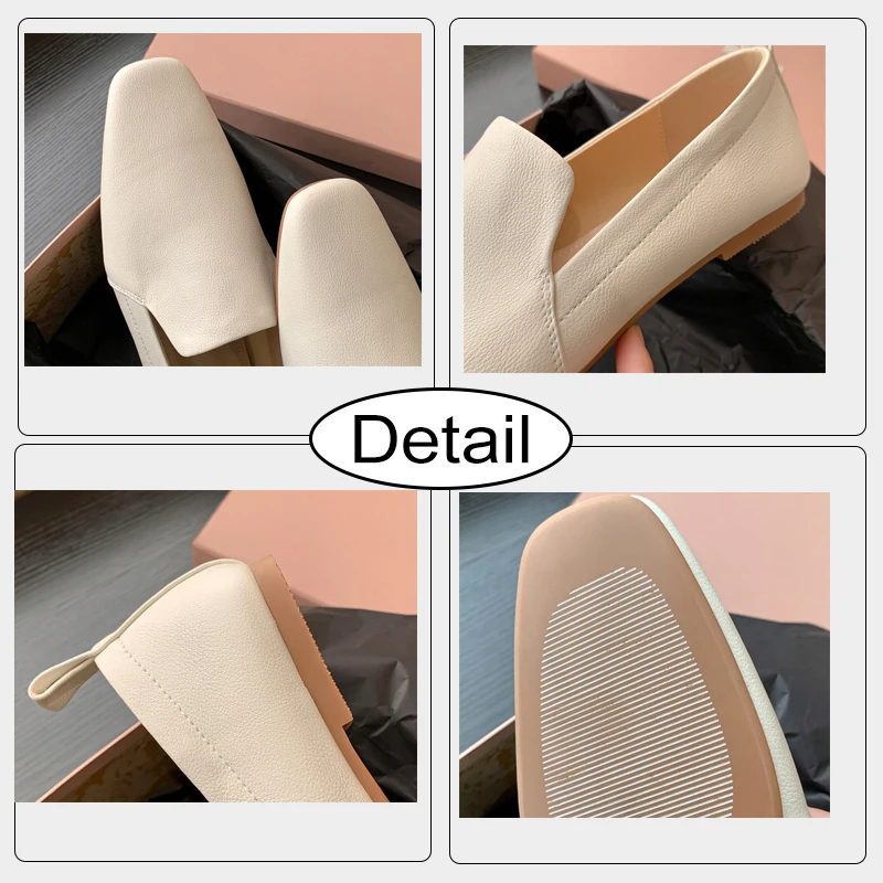 JOZHAMTA Size 33-40 2025 Casual Loafers For Women Soft Real Leather Square Toe Flats Shoes Slip On Office Lady Daily Dress Shoes