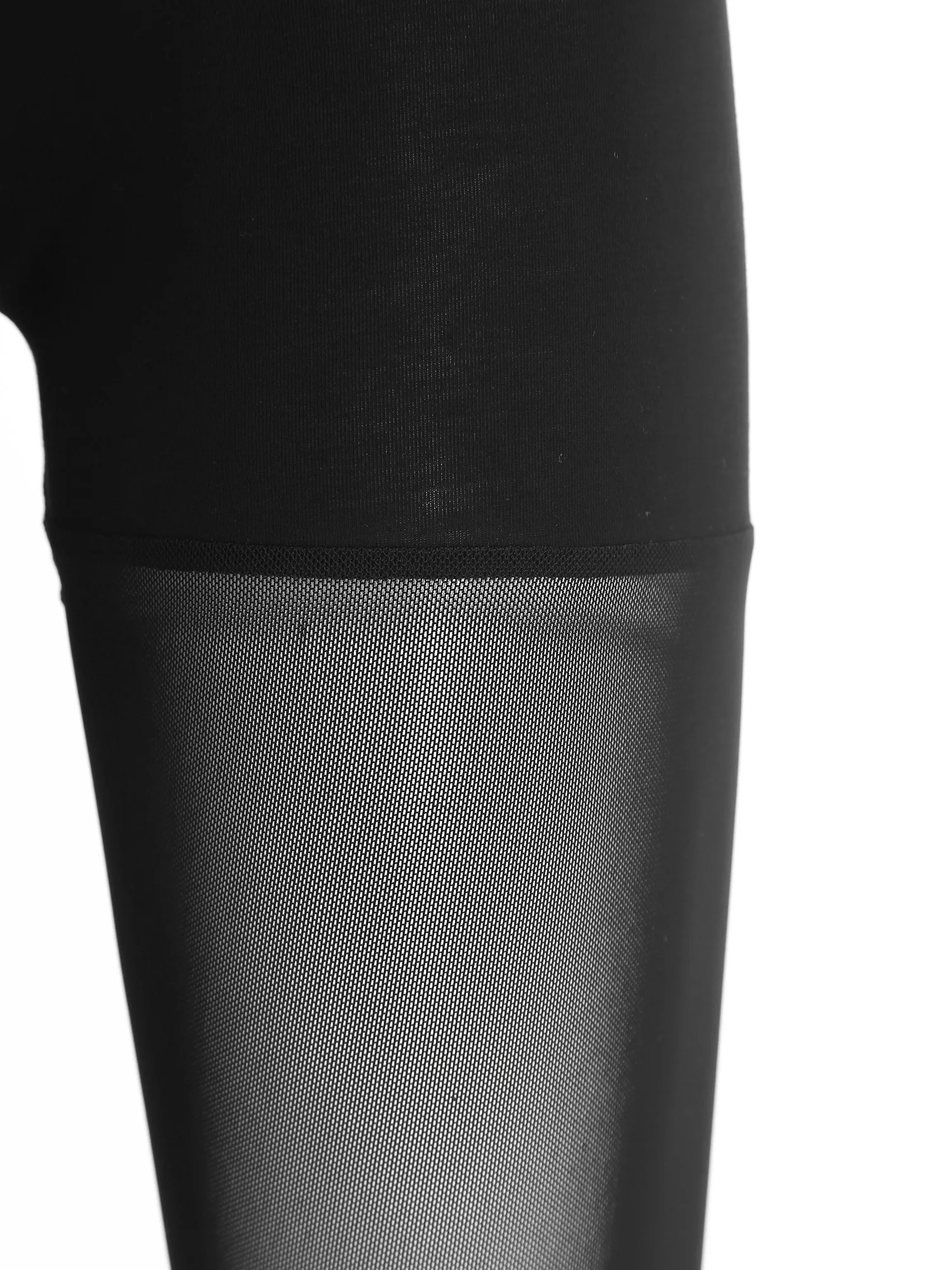 

Women Elastic Waist Knee Length Pants Solid Color Patchwork Sheer Mesh Leggings Anti-Exposure Legging for Workout Yoga Sports