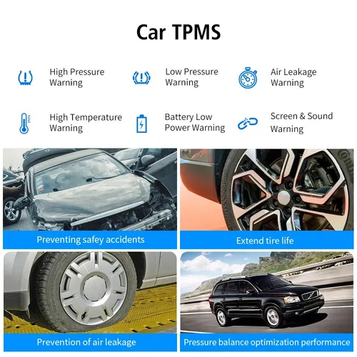Imagen 2 del producto Sistema de supervisión de presión de neumáticos TPMS Solar para coche, 4 sensores de neumáticos, probador de neumáticos, advertencia de temperatura, ahorro de combustible, electrónica automotriz