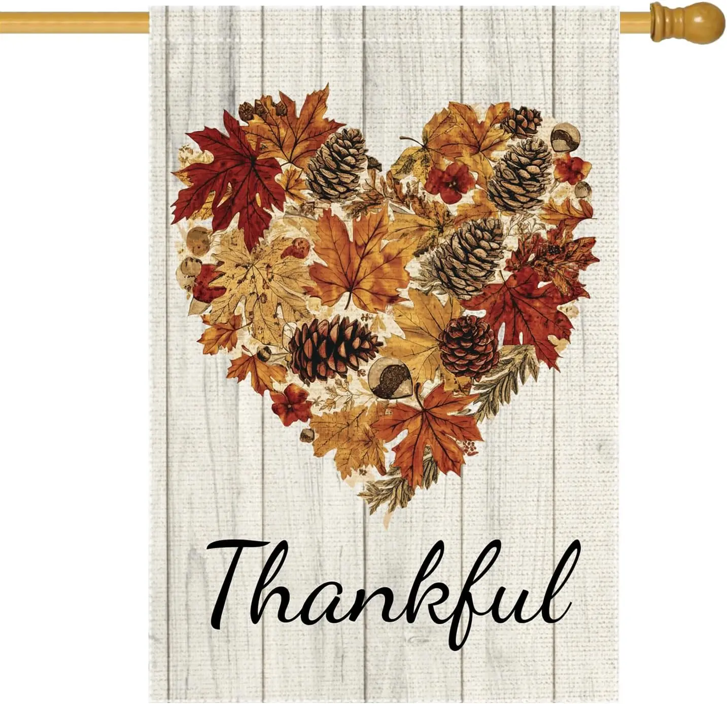 Thankful Fall Garden Flag Maple Leaf Love Heart Garden Flags 28X40 Inch Double Sided Burlap Autumn Pinecone Hazelnut Villa D kkz