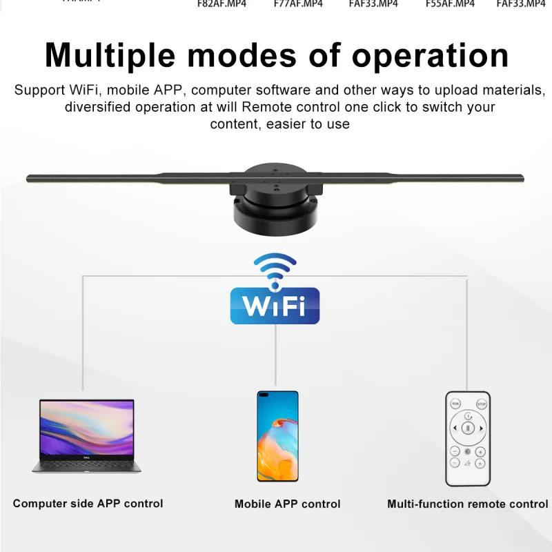 42cm Projektor hologramowy 3D HD Wentylator SD Znak LED Obsługa holograficznego odtwarzacza Obraz Wideo Sklep Bar Impreza Reklama Wyświetlacz Światło