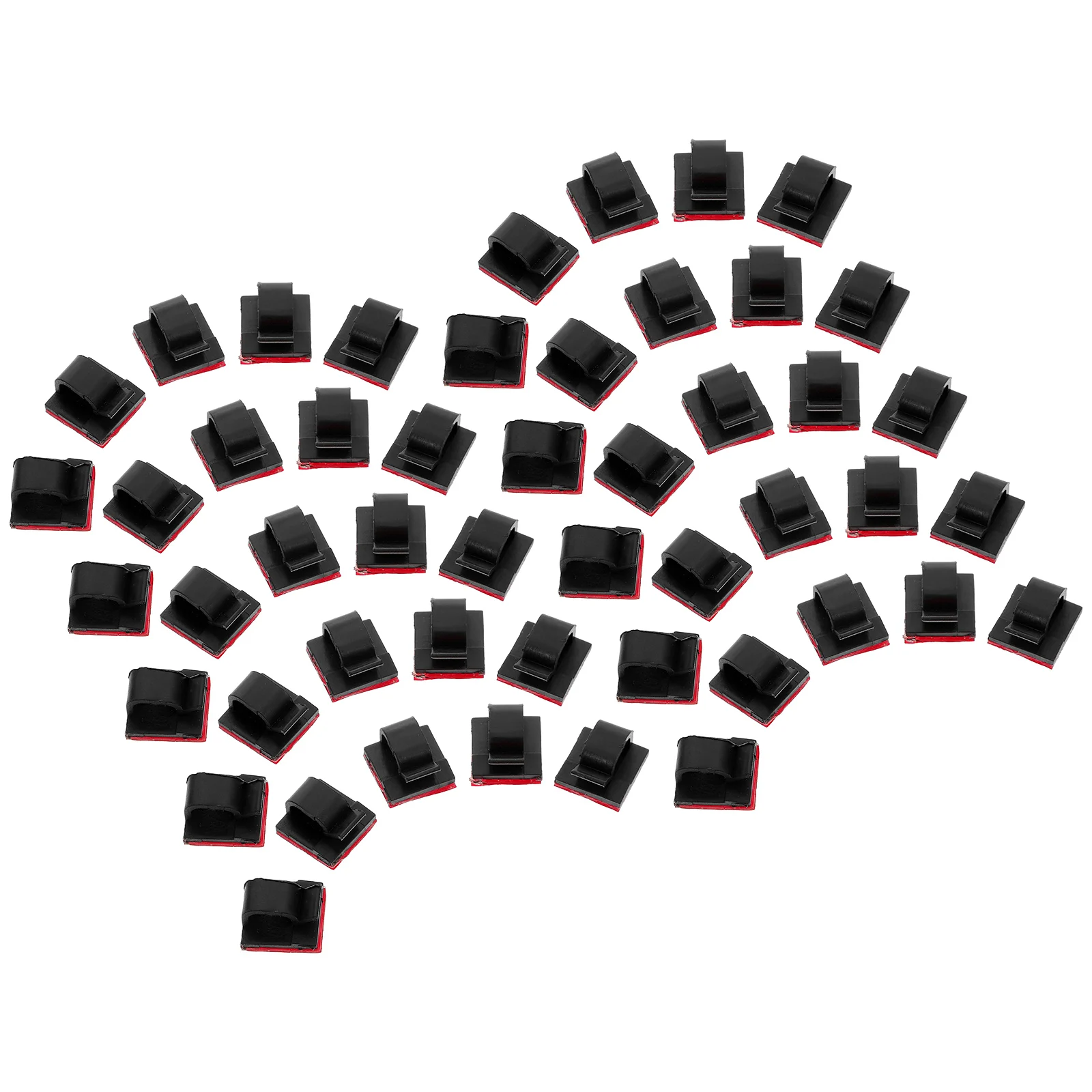 

50pcs Cable Management Holder Black Adhesive Desk Organizer for Wire Fixing Cord Solution Plastic
