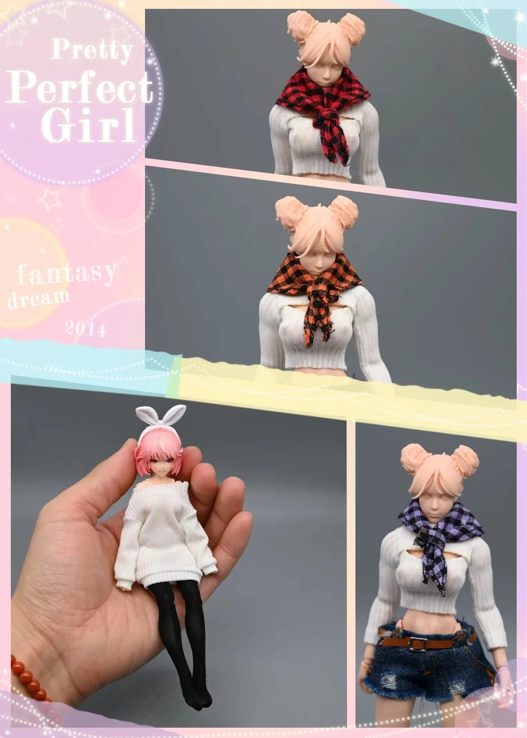

【Clothing Only】1/12 Scale Female Soldier Clothing Accessories Scarf Bandana One-shoulder Knitted Sweater Fit 6''Action Figure