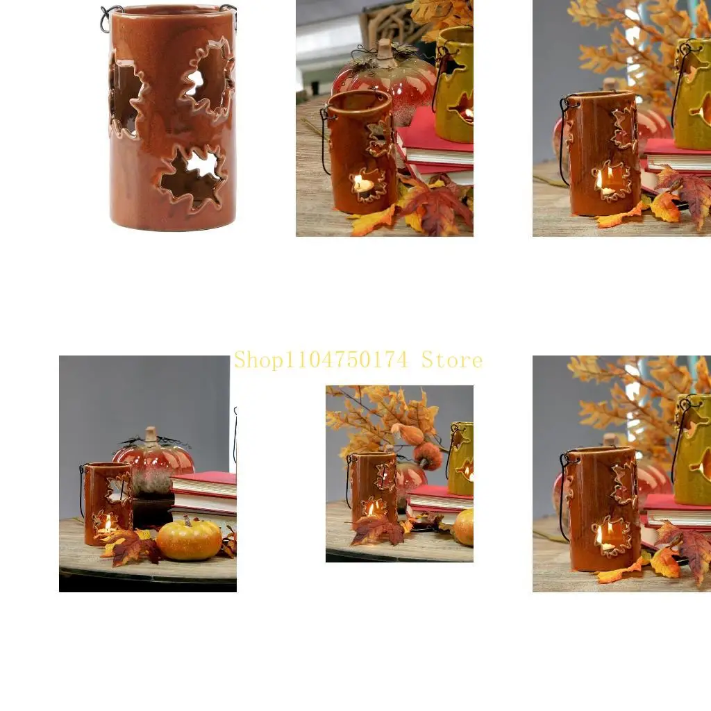 

Thanksgiving Lantern Maple Hollow Desktop Light Hanging Candlestick Lamp Holder Decoration Ornament Home top sale