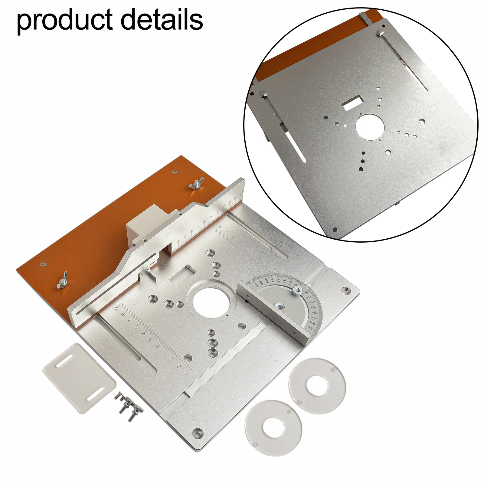 Aluminium Router Table Insert Plate 24.5x24cm With Miter Gauge And Push Block For Wood Milling Flip Board Workbench Accessories