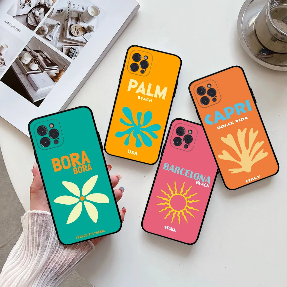 

Bali Ibiza Capri Bondi Palm Phone Case Silicone Soft For Iphone 16 15 14 13 12 11 Pro Mini XS MAX Plus X Cover