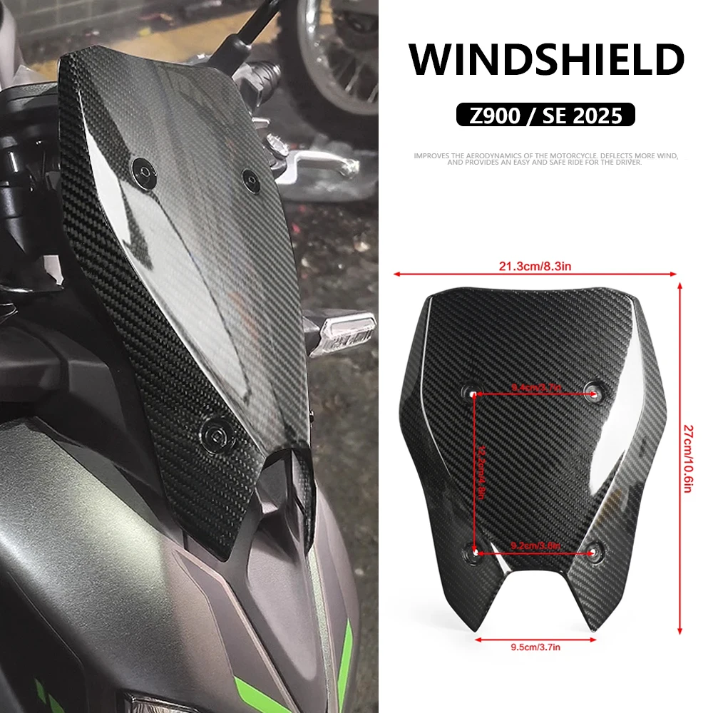 

Z900 Carbon Fiber Material Motorcycle Front Windshield WindScreen Deflectors Accessories For Kawasaki Z900 SE Z900SE Z 900 2025