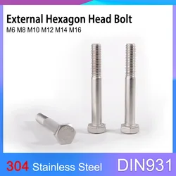 M6 M8 M10 M12 M14 M16 DIN931 Partial Thread External Hex Head Screw 304 Stainless Steel Half Thread Hexagon Head Bolt