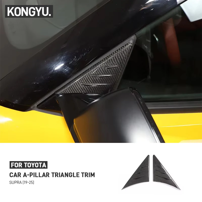 

For Toyota GR Supra A90 A91 MK5 2019-2025 Real Dry Carbon Fiber Car Door Window A-pillar Triangle Trim Cover Sticker Accessories