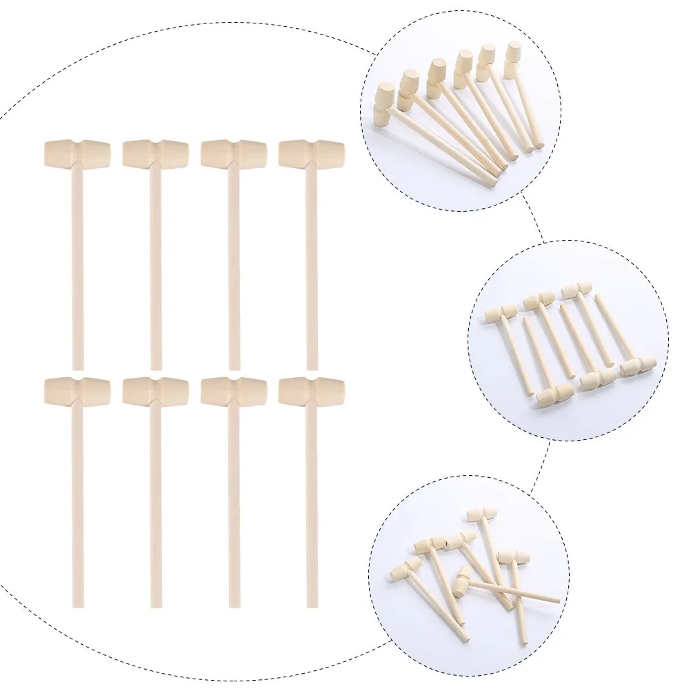 25Pcs Mini Wood Hammer Set for Kids Solid Wood Unfinished Mallet Hammer for DIY Graffiti Carving Hand Eye Coordination Motor #6