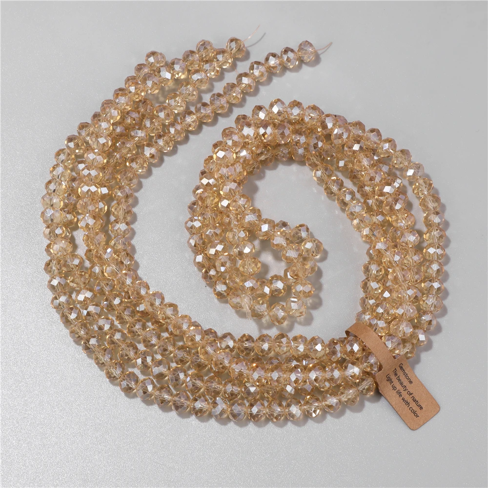 4x6mm/5x8mm Gold Color Glass Rondelle Faceted Austria Crystal Loose Spacer Beads For DIY Bracelet Jewelry Making Accessories