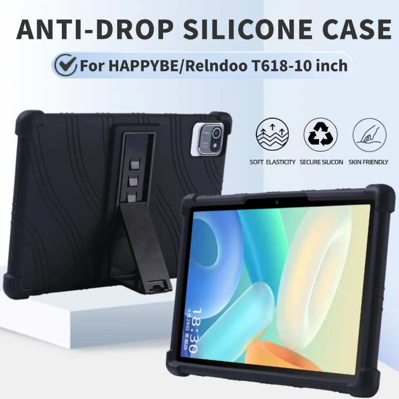 for HAPPYBE/Relndoo T618/ZONKO D115/MEIZE D115/Freeski OLEXEX Bestski/CZZ/ZZB 10 inch Tablet Soft Silicon Stand Protective Shell