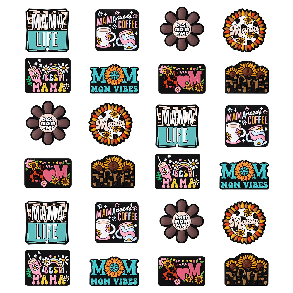 5/10pcs Silicone Beads Cute Gift for Mom Daisies Coffee Focal Beads for Jewelry Making Pen KeyChain Necklace Bracelets Decor