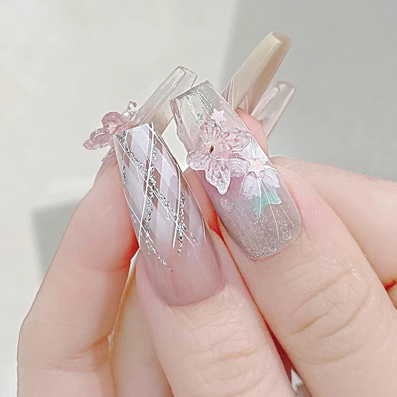 Resin Butterfly Nail Accessories 3D Monet Garden Color Oil Painting Small Butterfly Nail Diamond Nail Art DIY Design Decoration