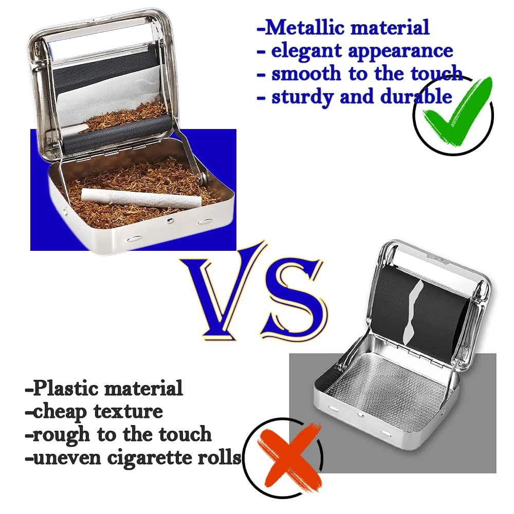 Cigarette Roller Machine Automatic Box Polished Silver Tobacco Rolling Machines for Rolling Papers and Filter Tips Random 70mm