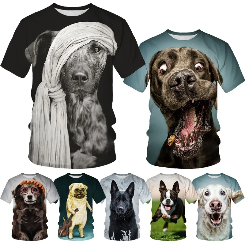 Fashion Shirt Top Halloween German Shepherd Pattern 3D Printing Animal Dog Print Cute Hip Hop Fun T-Shirts