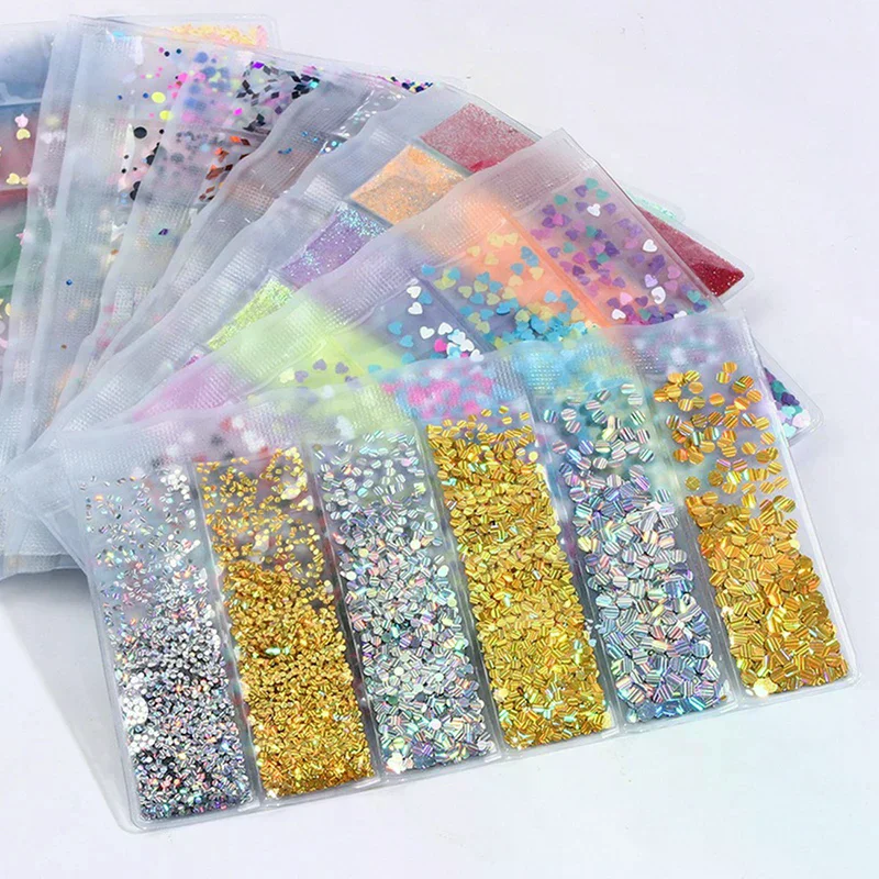 /ACR/Nail Art Sequins Colorful Nail Polish Flakes Foils For Manicures 6 Grids/Bag