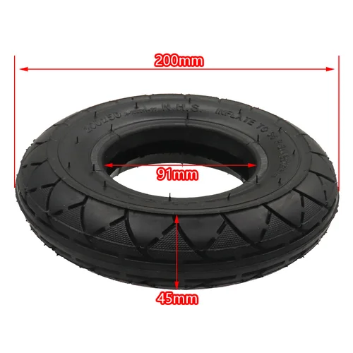 Imagen 2 del producto Neumático interior y exterior de 8 pulgadas, 200x50, aleación de aluminio, cubo de 10mm con rodamiento 6200 para rueda de patinete eléctrico neumático